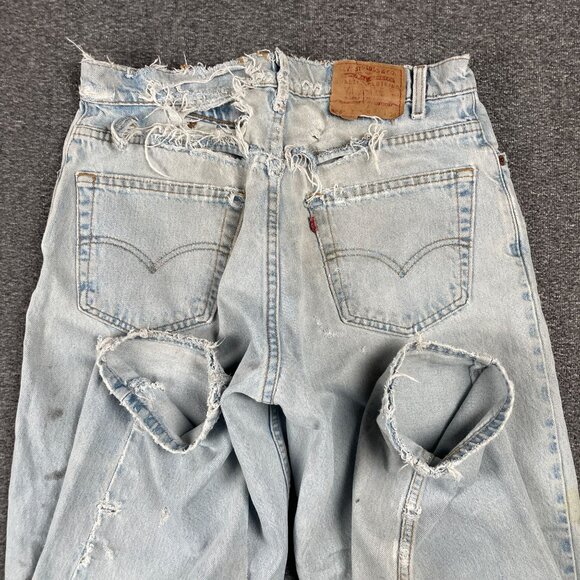 Levis 560 Mens Jeans 33X34 Baggy Distressed Faded Grunge Ripped Torn Trashed Y2K - Picture 14 of 16